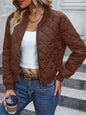 Women's Cotton Stand Collar Quilted Diamond Lattice Coats