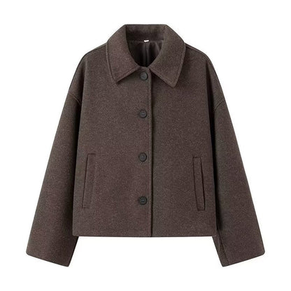Women's Street Fashion Casual Long Sleeve Woolen Coats