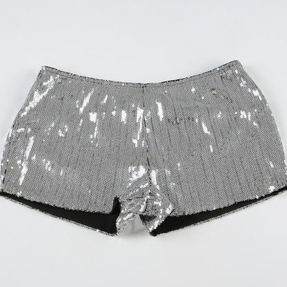 Women's Spring Leopard Print Sequins High Waist Tight Shorts