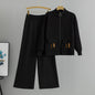 Women's French Zipper Fashion Knitted Wide Leg Suits