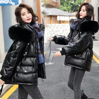 Women's Glossy Down Winter Thickened Warm Loose Coats