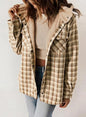 Women's Plaid Long Sleeve Furry Hooded With Jackets