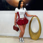 Women's Letter Printing Series Button Waist Fluffy Suits