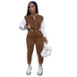 Women's Color Matching Single-breasted Stitching Long Sleeve Suits