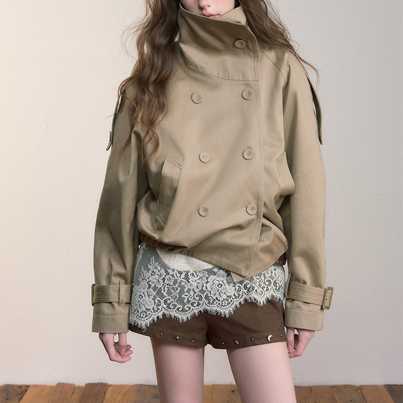 Women's French Style Temperament Solid Color Trench Coats