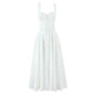 Women's Dignified Hollow Stitched Backless Large Swing Waist Trimming Spaghetti Dresses