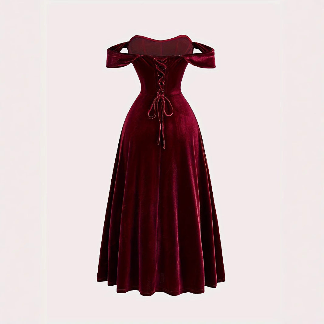 Light Luxury Dress Wine Red Veet Dresses
