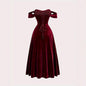 Light Luxury Dress Wine Red Veet Dresses