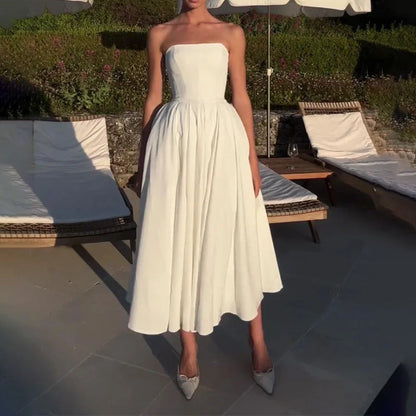 Summer Fashion Sexy Tube Pleated Dress Dresses