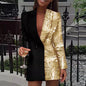 Sequined Long Sleeve Stitching Fashion Casual Trend Suits