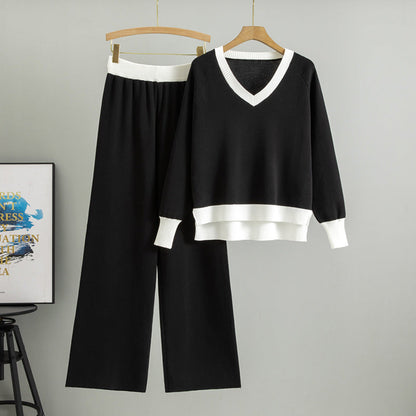 Women's Fashion Loose Casual Pullover Two-piece Set Suits