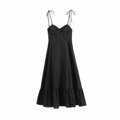 Women's Summer Fashion Laminated Decoration Poplin Sleeveless Dresses