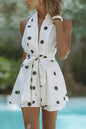 Women's Sleeveless Printed Loose Vacation Sleeve Two-piece Shorts