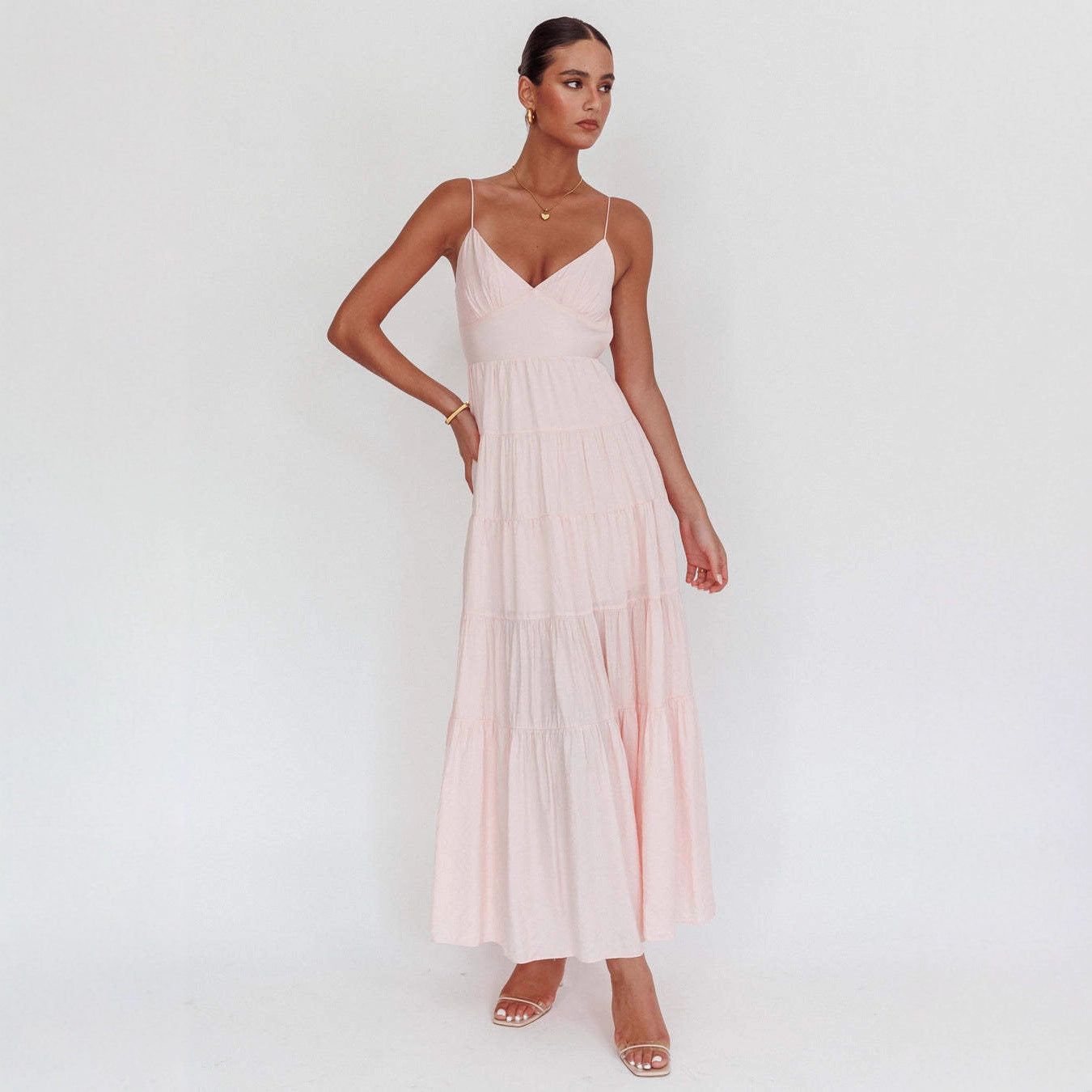 Women's Holiday Beach High Waist Pure Color Dresses