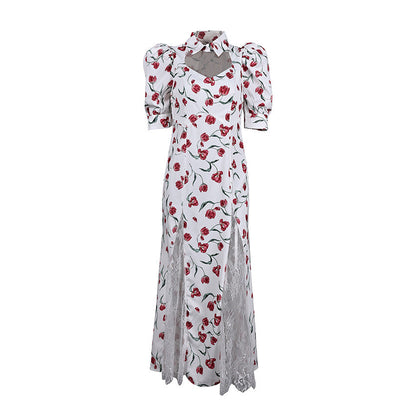 Women's Floral Dress Summer Design Lace Stitching Dresses