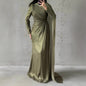 Women's Elegant Irregular Pleated Slim Green Dress Dresses