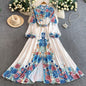 Women's Lantern Long Sleeve Single-breasted Printed Dress Dresses