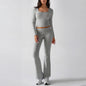 Solid Color Casual Knitted Long-sleeved Yoga Clothes Tops