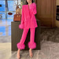 Women's Feather Stitching Two-piece Elegant Dress Style Suits