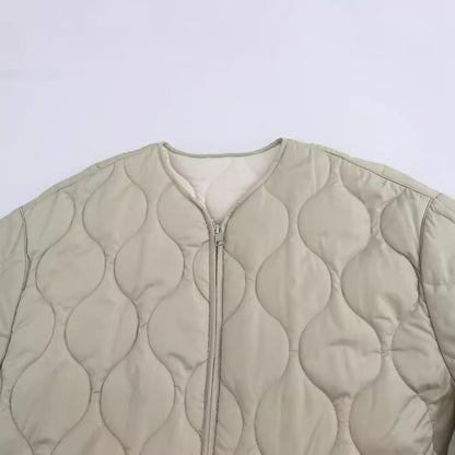 Women's Round Neck Diamond Plaid Embossed Loose Coats