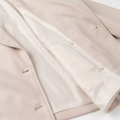 Autumn French Style Lapel Double Breasted Woolen Coats