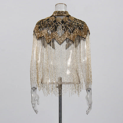 Women's Style High-grade Waistcoat Niche Beaded Tassel Coats