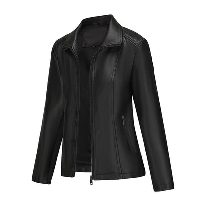 Women's Fashion Wear Leather Knitted Stitching Stretch Jackets