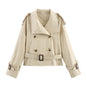 Women's Lapel With Belt Ornament Trench Coats