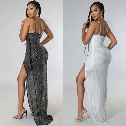 Women's Nightclub Party Sexy Strap Rhinestone Dress Dresses