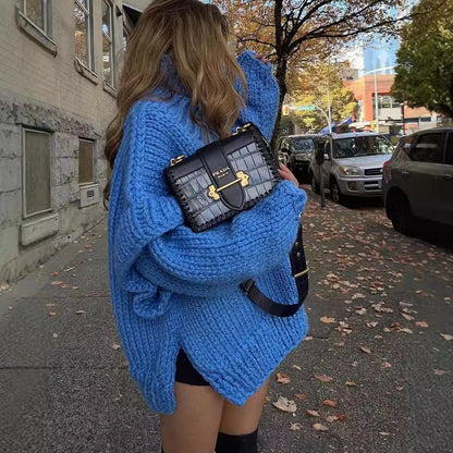 Women's Pullover Fluffy Long Sleeve Turtleneck Sweaters