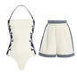 Swimsuit Navy Halter One Piece Swimsuit Set Women
