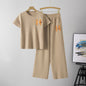 Women's Fashion Summer Short-sleeved Casual Sports Wide Legs Suits