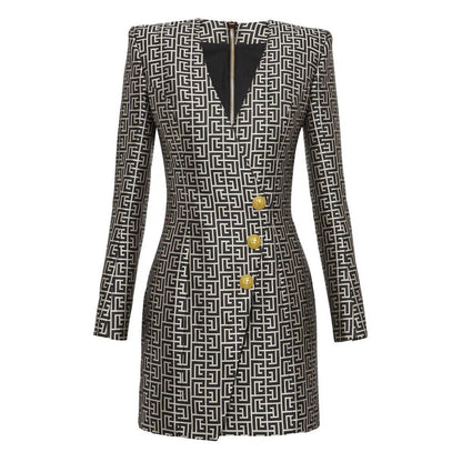 Fashion Jacquard Fabric Slimming Long Sleeve Dresses