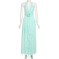 Women's Three-dimensional Flower Flexible Ruffled Design Halter Dresses
