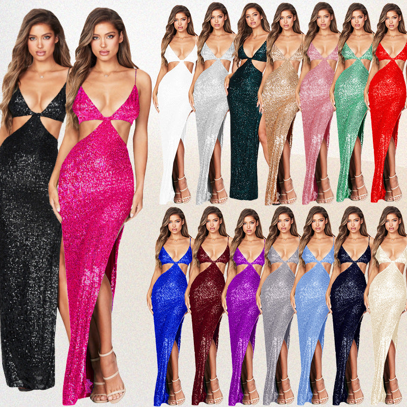 Women's Summer Split Backless Hollow Dress Sweet Spicy Clothing