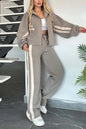 Women's Autumn Striped Zipper Leisure Sports For Suits