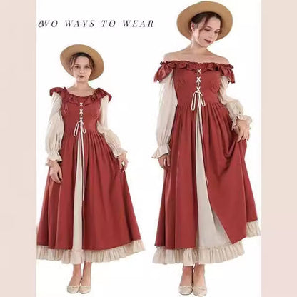 Women's Renaissance Dress Medieval Fairy Long Sleeve Dresses
