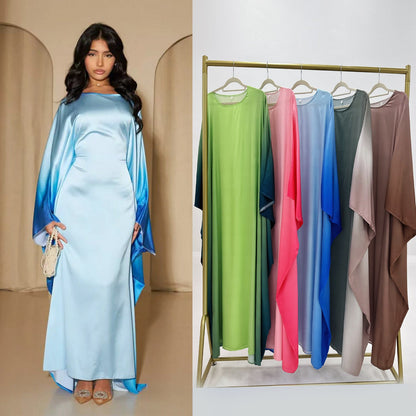 Gradient Color Party Batwing Sleeve Dress Dresses