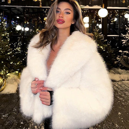Women's Faux Fur Street Style Fox Fashion Green Coats