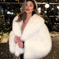 Women's Faux Fur Street Style Fox Fashion Green Coats