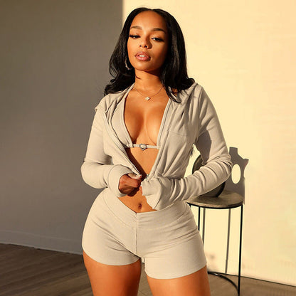 Women's Fashion Wear Sexy Triangle Cup Hooded Long Suits