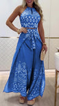 Women's Summer Retro Ethnic Style Halter Wide Suits