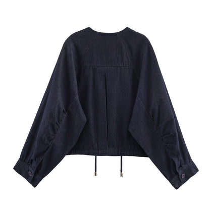 Women's Early Autumn Fashion Denim Fluffy Bomber Suits