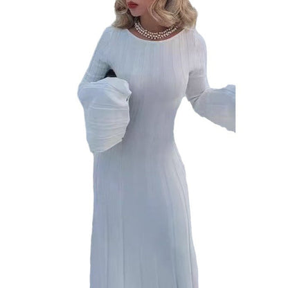 Women's Dress Casual Cored Yarn Slimming Round Dresses