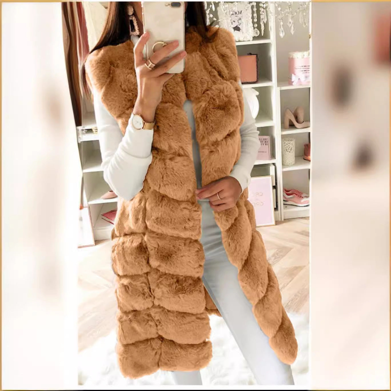 Imitation Fur Artificial Wool Long Plush Warm Coats
