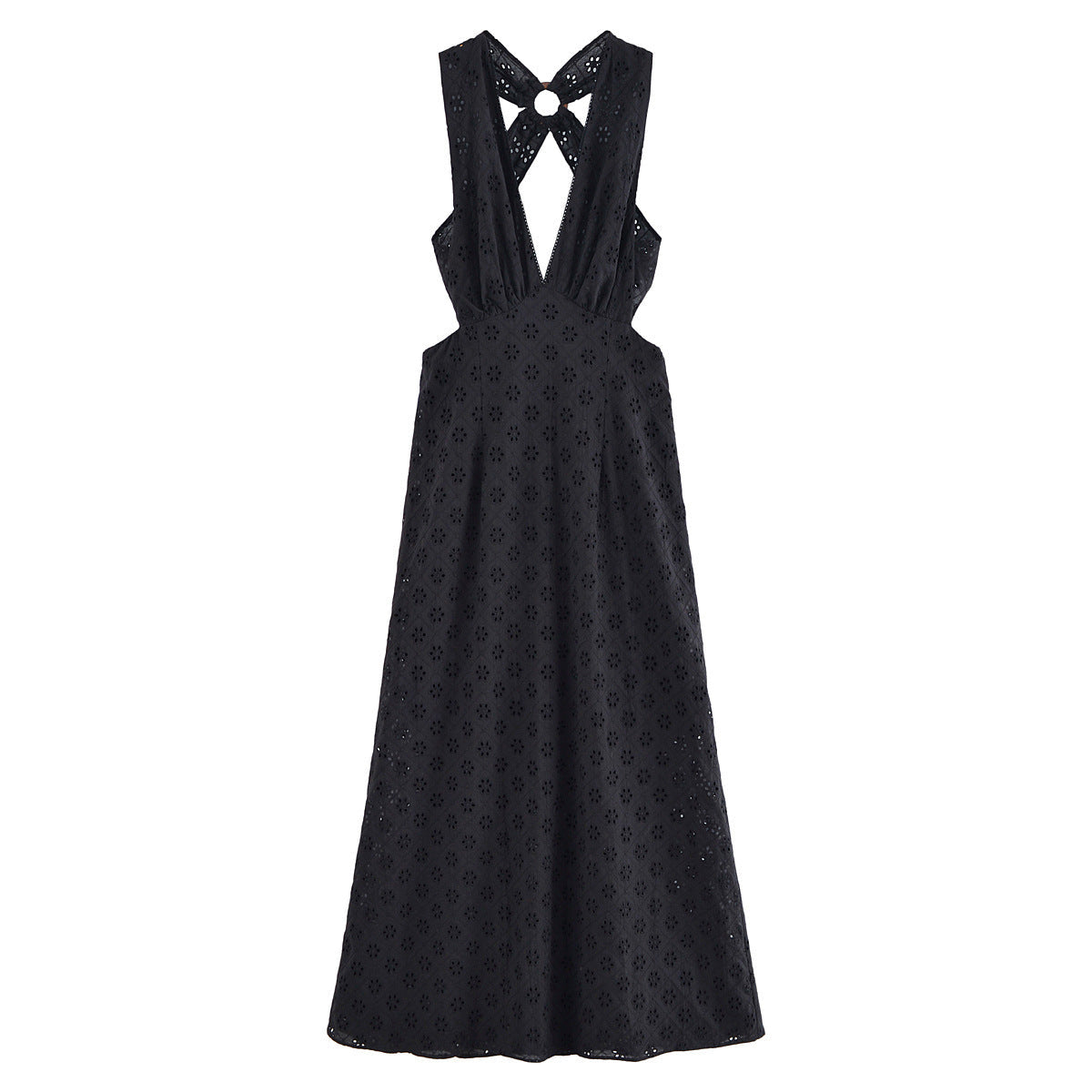 Women's Spring Hollow Embroidered Pullover Halter Backless Clothing