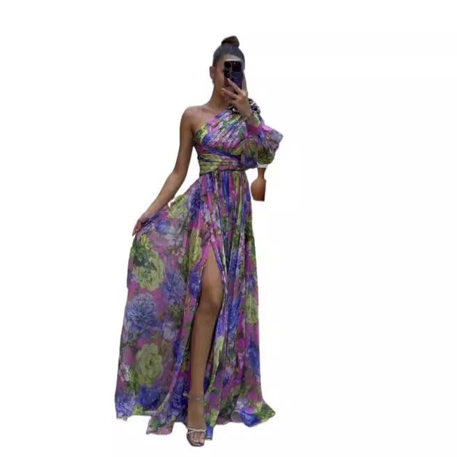 Women's Shoulder Long Sleeve Floral Dress Large Dresses