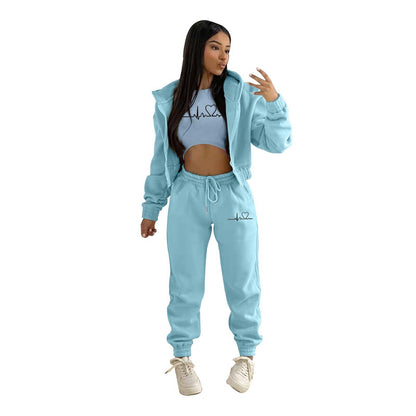 Women's Fashion Wear Brushed Hoody Hooded Leisure Suits