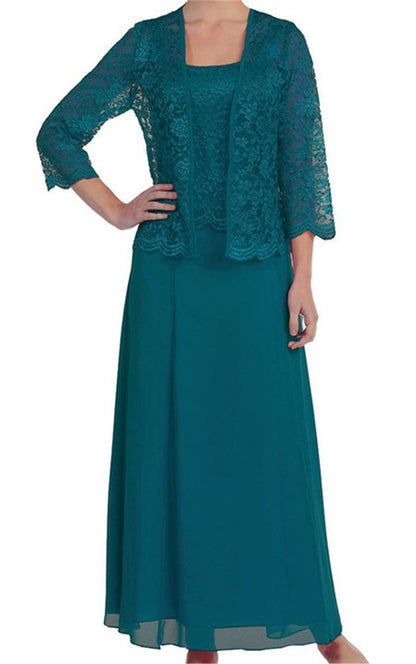Women's Fashion Two-piece Lace Chiffon Dress Large Blouses