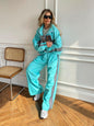 Women's Casual Fashion Loose Color Matching Long Sleeve Zipper Suits